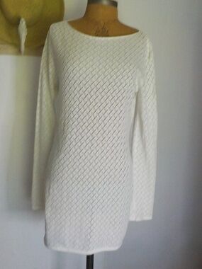 CREAM KNIT MINI DRESS/BEACH COVER-UP/TUNIC